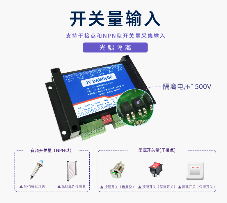 JY-DAM0606數采模塊開關量輸入