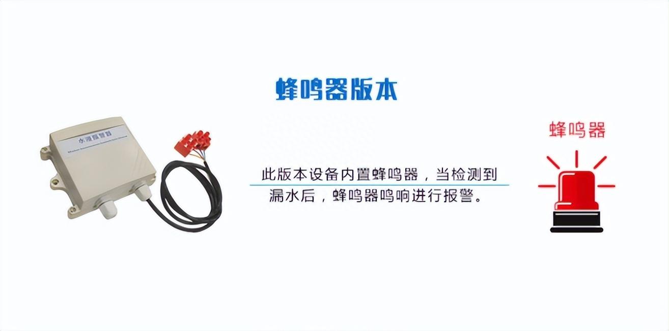 內置蜂鳴器，發現漏水立即報警