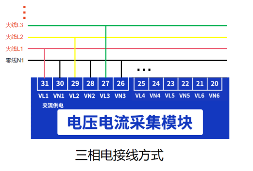 電壓電流采集模塊電壓接線示意圖
